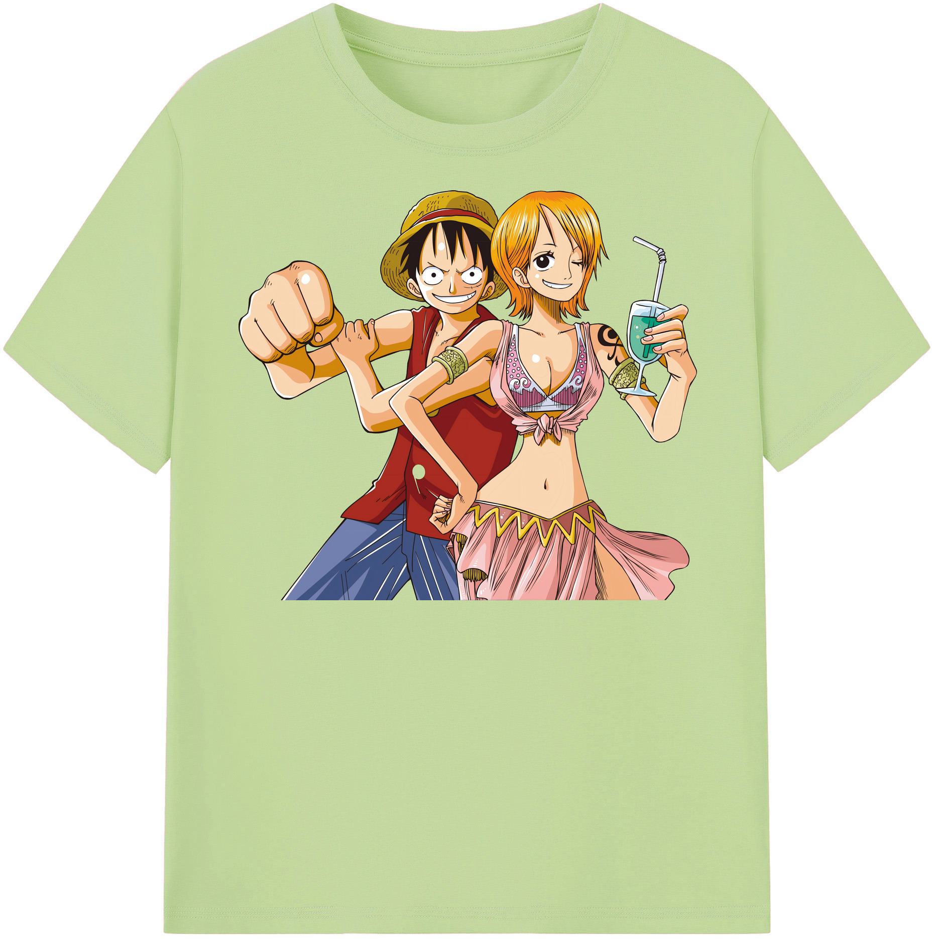ワンピース モンキー・D・ルフィ ONE PIECE Monkey D. Luffy 綿100％半袖Tシャツ（フロントプリント）